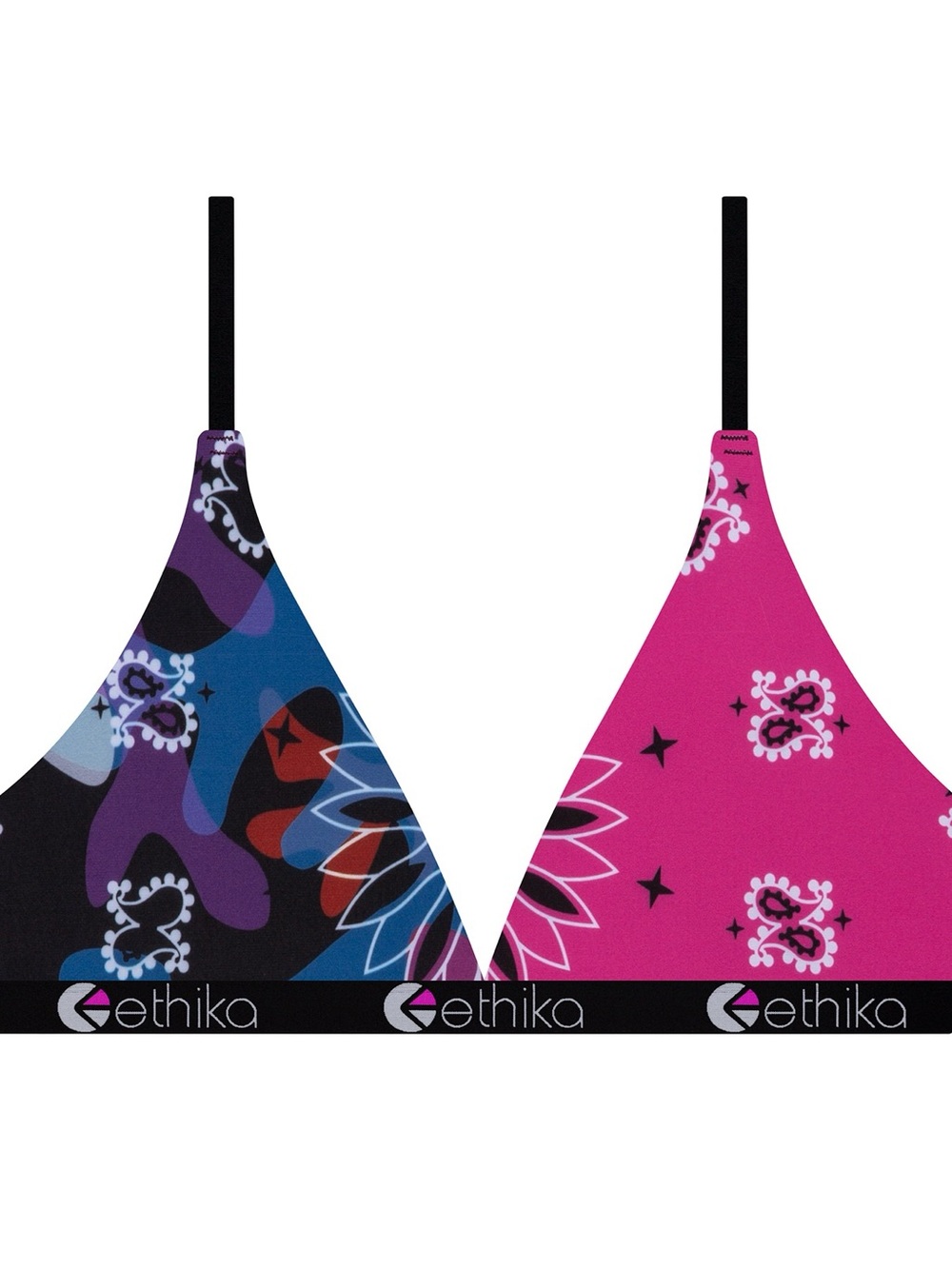 ethika "Mixxed Up" Women's Triangle Bralette with Floral Print Size M